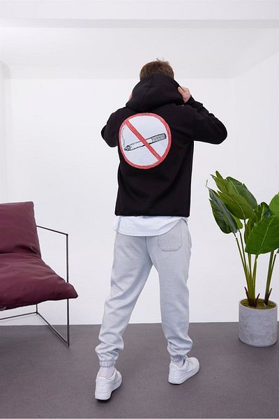 NOMARC Μαύρο φούτερ με κουκούλα No Smoking
