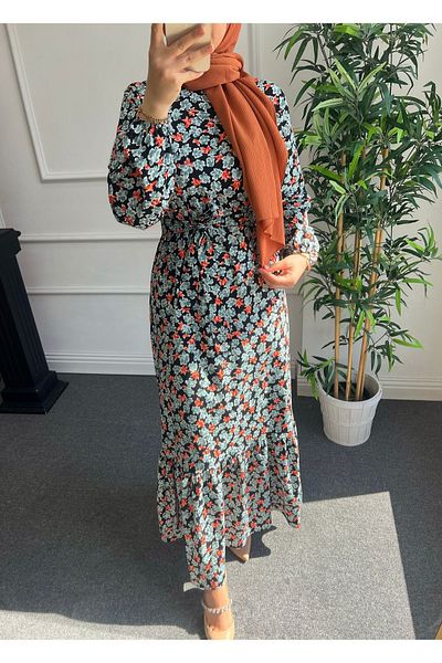 Nisa Nalbantoğlu Φόρεμα Poplin Hijab - Με σχέδιο