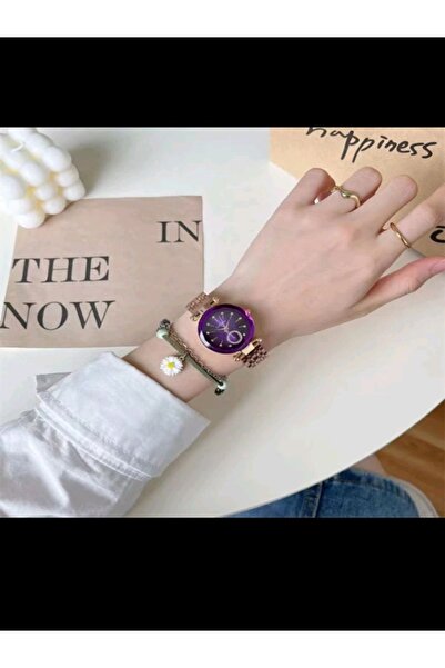 Shisa Jewel Lüks moda kadın Mor Quartz saatler.Su geçirmez (137)