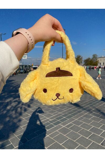 SANRIO Sanrıo karakterli pompompurin peluş çanta , peluş kol çantası