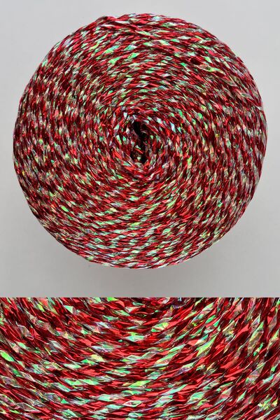 Şirin Yün Şirin Yün Metalik Kağıt İp Kırmızı Batik