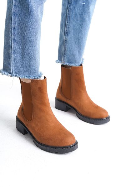 Santamarina Γυναικείες Marta Brown Suede ελαστικές αδιάβροχες μπότες