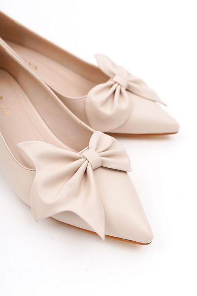 DİVOLYA Camila Beige Bow (4cm) Toc ascuțit