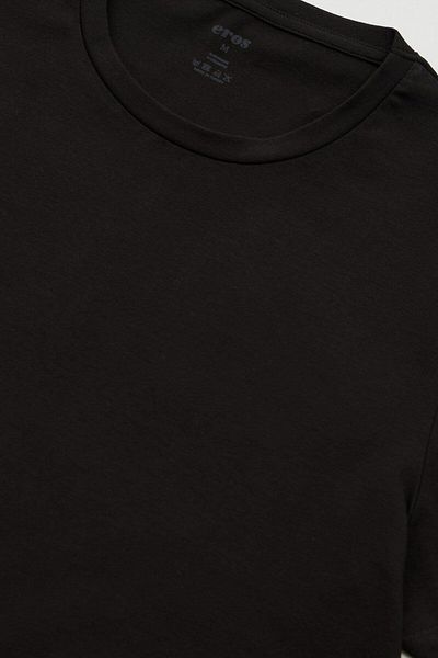 Eros Ανδρικό μπλουζάκι 2 συσκευασιών Lycra βαμβακερό μαύρο φαρδύ μπλουζάκι με λαιμόκοψη EQ.RU.SO.0K.KA0.4