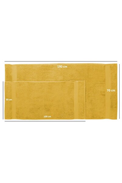 MAURAHOME Tomurcuk %100 Pamuk 6'lı Banyo Ve El Havlu Seti | 2'li 70x140cm Ve 4'lü 50x100cm | Gold