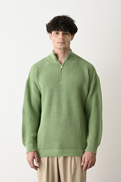 İLKCET MODA Πουλόβερ Basic Oversize με γιακά με φερμουάρ