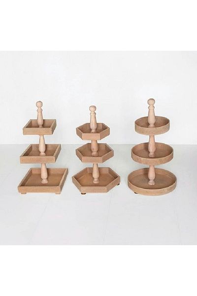 Altınyapı Hobi Market Raw Mdf Paintless Three-Layer Triple Presentation Holders