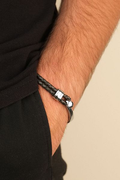 Jack Ferrero Steel / Leather - Original Men's Bracelet