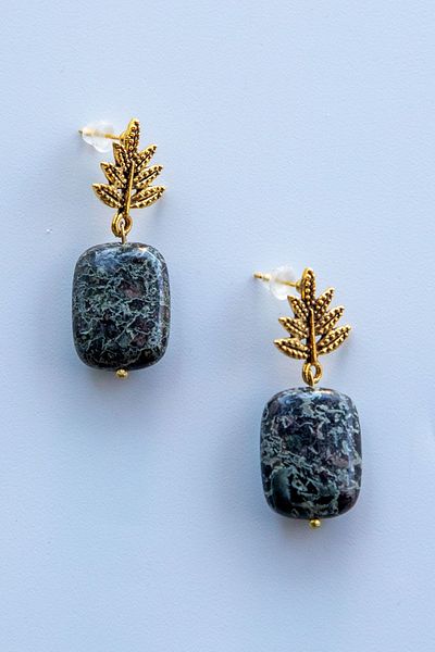 Lila Rosa Ethnic Authentic Natural Stone Earrings
