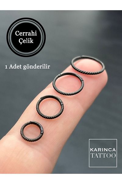 Karınca Piercing Auger Ear Tragus Lip Smiley Conch Orbital Rook Snug Daith Navel Eyebrow Helix Ring Black Piercing