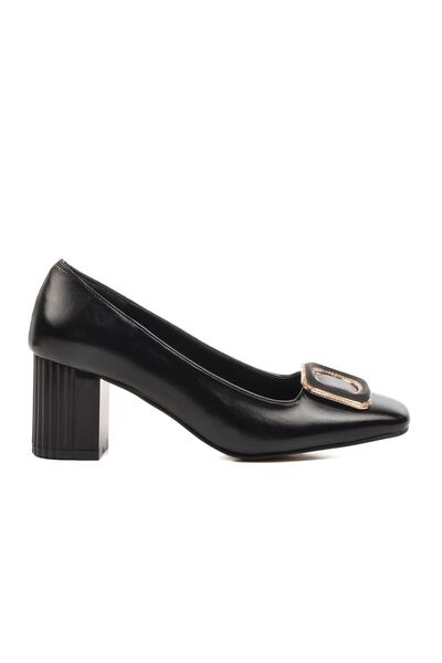 AYAKMOD 357106   Pantofi cu toc pentru femei din piele neagră