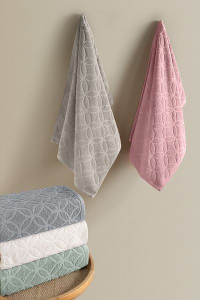 HOME 1961 50x90 Σετ 6 πετσετών προσώπου Jacquard - Βαμβακερό με μοτίβο, πολύχρωμο και υψηλής απορρόφησης νερού (Vibe)