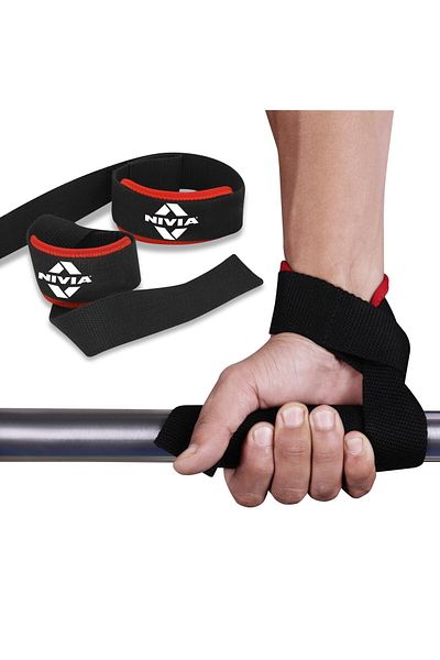 Nivia Weight Lifting Wrist Support (Black/Red, Free Size - Adjustable with Velcro)