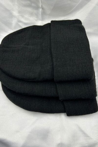 KISCHE 3 Pieces Unisex Men's Women's Flexible Comfortable Use Winter Windproof 3-Piece Black Beanie