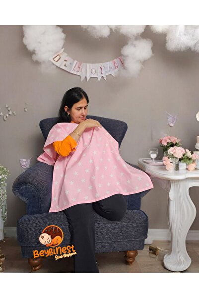 BeybiNest Pink Stars Λειτουργικό κάλυμμα μωρού - Κάλυμμα καροτσιού και καροτσιού