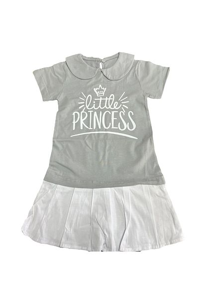 BY-GRİ Short Sleeve Patterned Children's Dress - Little Princess
