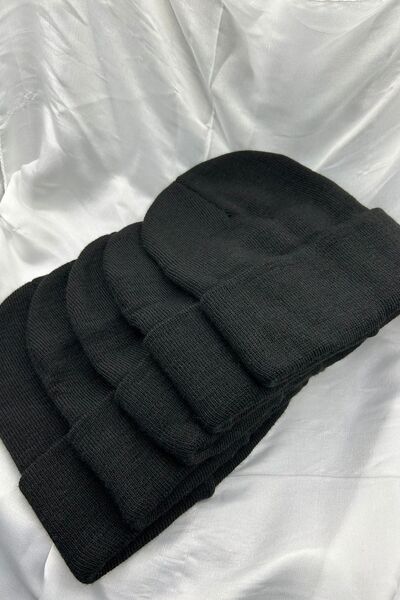 KISCHE 5 Pieces Unisex Men's Women's Flexible Comfortable Winter Windproof 5-Piece Black Beanie