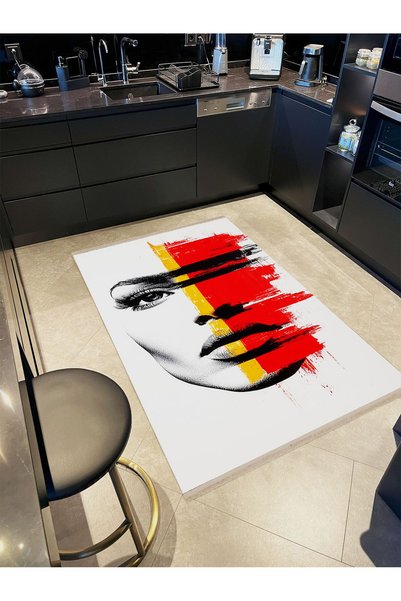 Rugs Modern Halı Atlas Collection Red Theme Abstract Retro Portrait Patterned...