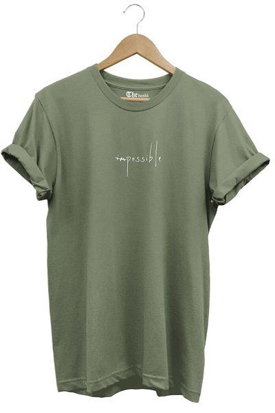 The Baski Χακί Unisex There Is No Impossible Τυπωμένο κοντομάνικο μπλουζάκι