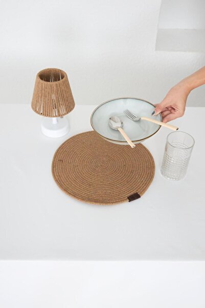 Maison Avf Placă tricotată din 2 piese Brown Macrame American Service