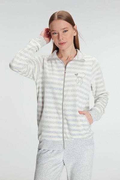 Anıl 11326 Women's Cotton Long Sleeve Zippered Sweatshirt and Pants Set Pajamas Set