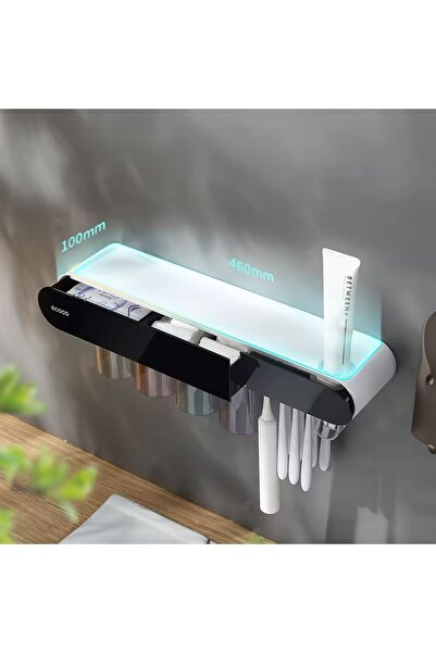 Miecoco Ecoco Yapışkanlı Manyetik 3'lü Bardak tutuculu Diş Macunu Sıkacağı ve Tutacağı Banyo Düzenleyeci