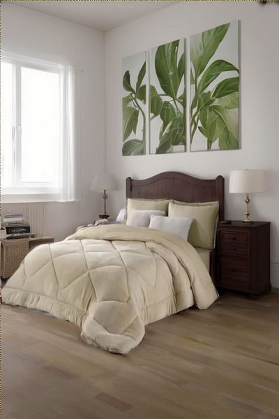 LİNDOA Double Welsoft Beige Quilt (195X215) Silicone Filled Double Sided