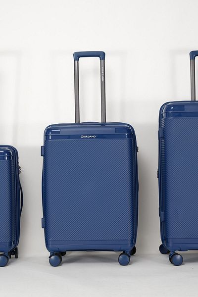 Giordano League Luggage Set of 3 Navy PP Travel Suitcase, Unbreakable Lightweight Expandable