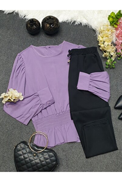 ZUMRAGİYİM Beli Lastikli Kısa Bluz