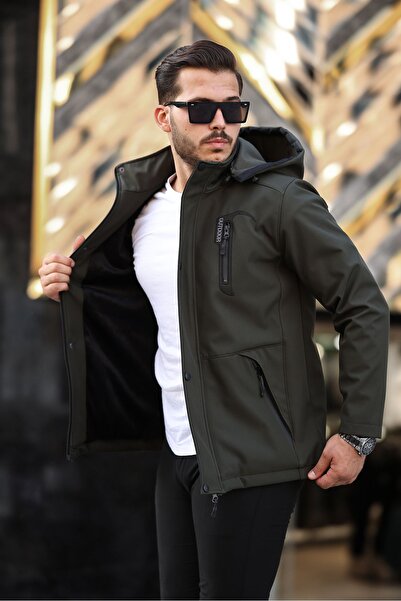 Boymen Ανδρικό παλτό Shoftgel με κουκούλα και γούνινο παλτό