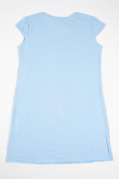 Adisia Women's Blue Angel Kiss Short Sleeve Combed Cotton Tunic