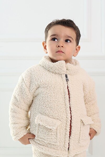 Cuckoo Cotton Erkek Çocuk Kız Çocuk Peluş Ceket Krem