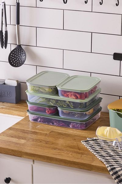 Perotti Fridgy+ 6-Piece Refrigerator Organizer - 4X1,3Lt+2X2,6Lt Veggy, Microwave and Diffuser Suitable