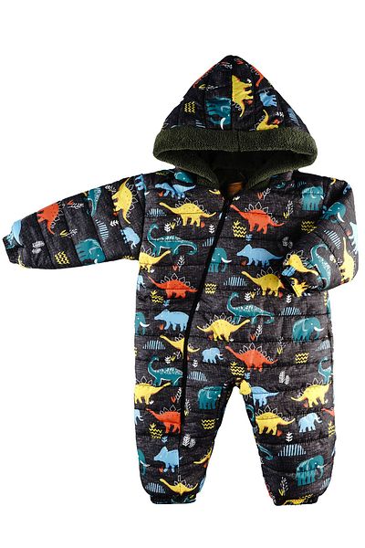 Merdia Dinosaur Patterned Fur Lined Cosmonot/Astronot Jumpsuit