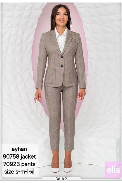 AYHAN Mink Floor Saks Line Detail Jacket-Pants Set