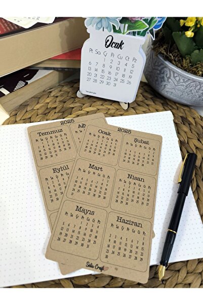 SelisCraft 2026 Mini Kraft Sticker Takvim Seti / Ajanda Takvim Etiket Seti 2026