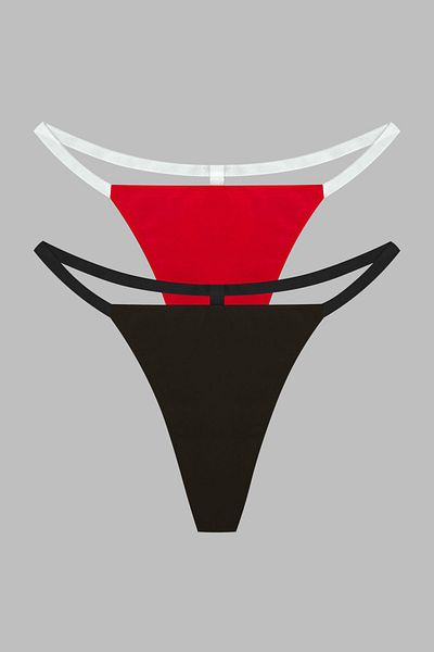 Yohannes Club Women'S, T-Thong String Panties, 2-Piece, Red, Black
