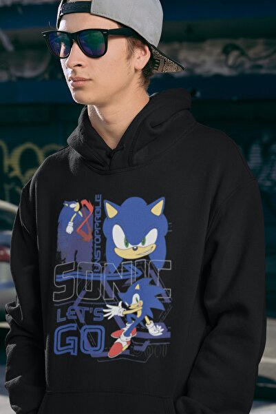 SEVBANO هودي كارتوني كبير الحجم مطبوع للجنسين من Sonic Lets Go