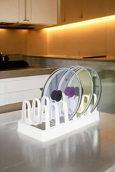 CocoVia 6-Compartment Plastic Plate Holder Pot Lid Organizer 6-Compartment Multi-Purpose Drying Rack