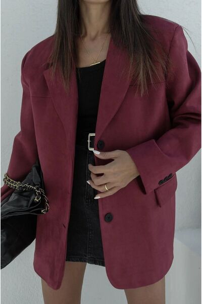 Askı Nişantaşı Burgundy Blazer Model Suede Jacket
