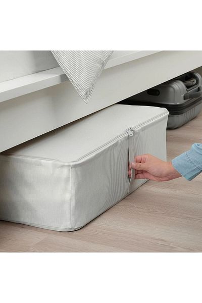 IKEA Ikea Storage Box 69x51x19 - Plastic Thick Sturdy, White-Grey Poleyster