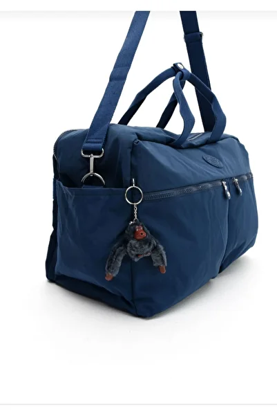 eflanmoda Sanmorris Navy Blue Water Resistant Crinkle Fabric Travel Hand and Shoulder Bag
