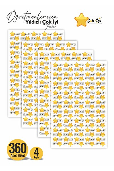 Etiketçi Paşa Öğretmenler Için Yıldız Etiketi Star Sticker 4Sayfa 360 Adet 1,...