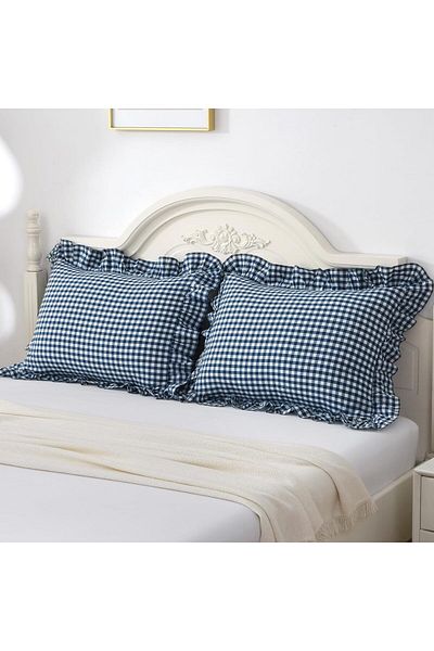 Erba kreasyon Μαξιλαροθήκη με βολάν Gingham Pattern Μαξιλαροθήκη με βολάν 2τμχ