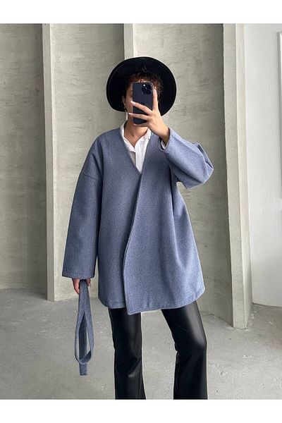 İLKCET MODA Jachetă oversize pentru femei din țesătură gabardină