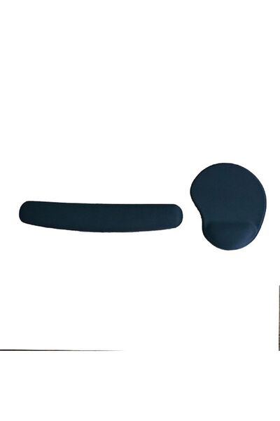 Kenpool 2 lİ Set Oval + Çubuk Klavye Bilek Destekli Mouse Pad Siyah Bilekli Fare Mat Bilgisayar