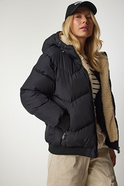 Lovelyİstanbul Kapüşonlu Şişme Mont SİYAH LVP0003