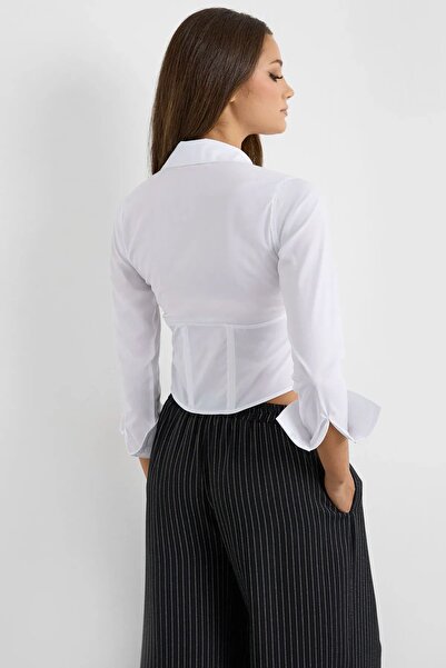 Hiccup Cămașă cu mânecă lungă cu corset - cu curea