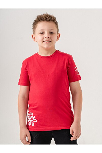 Mışıl Kids 74 STARS ATH εμπριμέ μπλουζάκι για αγόρι Basic με λεπτομέρεια εκτύ...