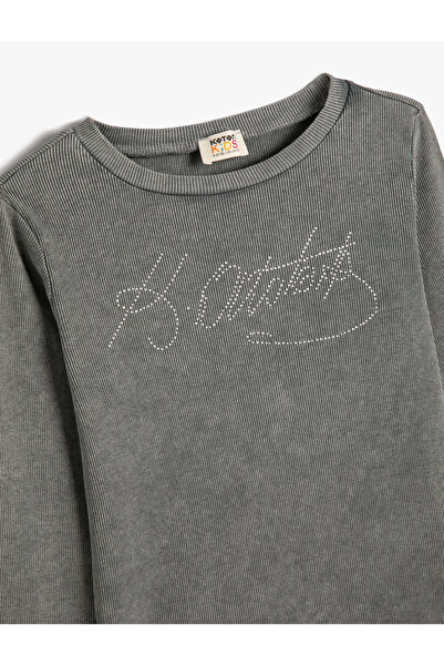 Koton Atatürk signiertes T-Shirt aus langärmliger Camisole aus Baumwolle